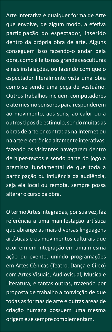 Arte Interativa E Artes Integradas Sara Das Artes